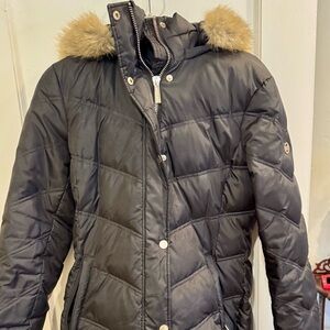 Michael Kors Black Puffer Jacket with Fur Trim